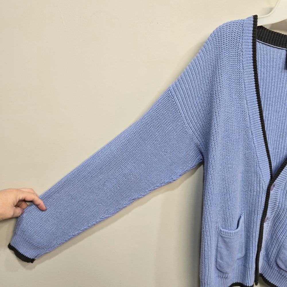 VTG 90s Men's Cardigan Sweater XL Blue Slouchy Baggy Pockets Academia Preppy‎ - Picture 4 of 8
